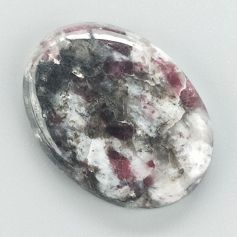 Lepidolite Naturale Forma Ovale Piatto Cabochon Liscio Fatto a Mano 31X23mm 6,29gm 1pz