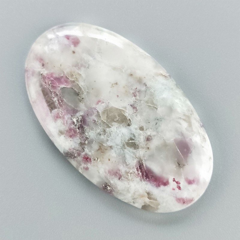 Lepidolite Naturale Forma Ovale Piatto Cabochon Liscio Fatto a Mano 48X28X5mm 11,60gm 1pz