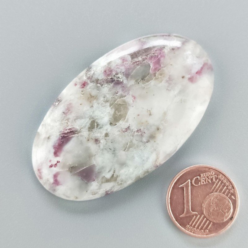 Cabochon di Lepidolite Naturale Ovale, Piatto e Liscio, 48x28x5 mm, 11,60 g, Fatto a Mano