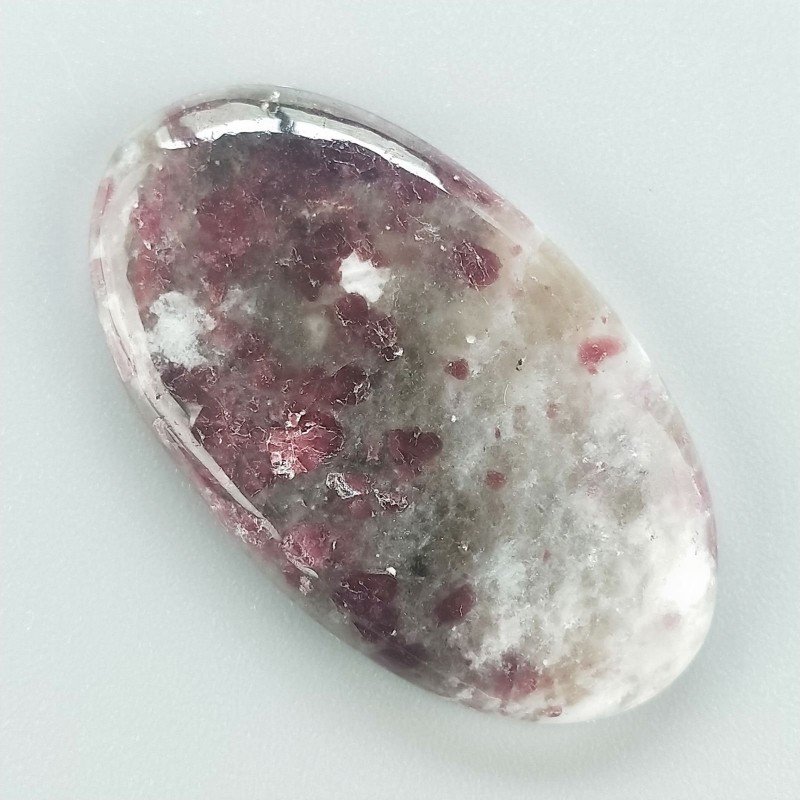 Lepidolite Naturale Forma Ovale Piatto Cabochon Liscio Fatto a Mano 40X22mm 8,43gm 1pz