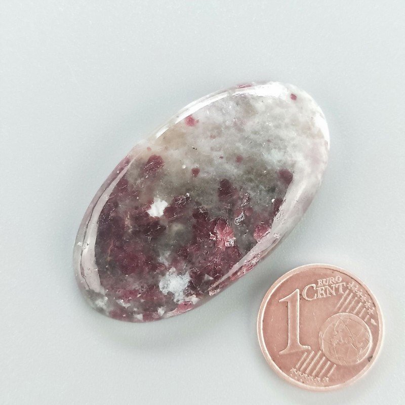 Cabochon di Lepidolite Naturale Ovale, Piatto e Liscio, 40x22 mm, 8,43 g, Fatto a Mano