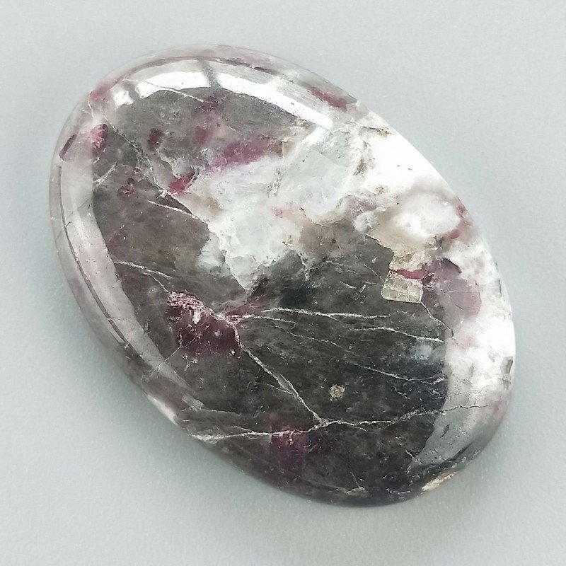 Lepidolite Naturale Forma Ovale Piatto Cabochon Liscio Fatto a Mano 35X24mm 10,22gm 1pz