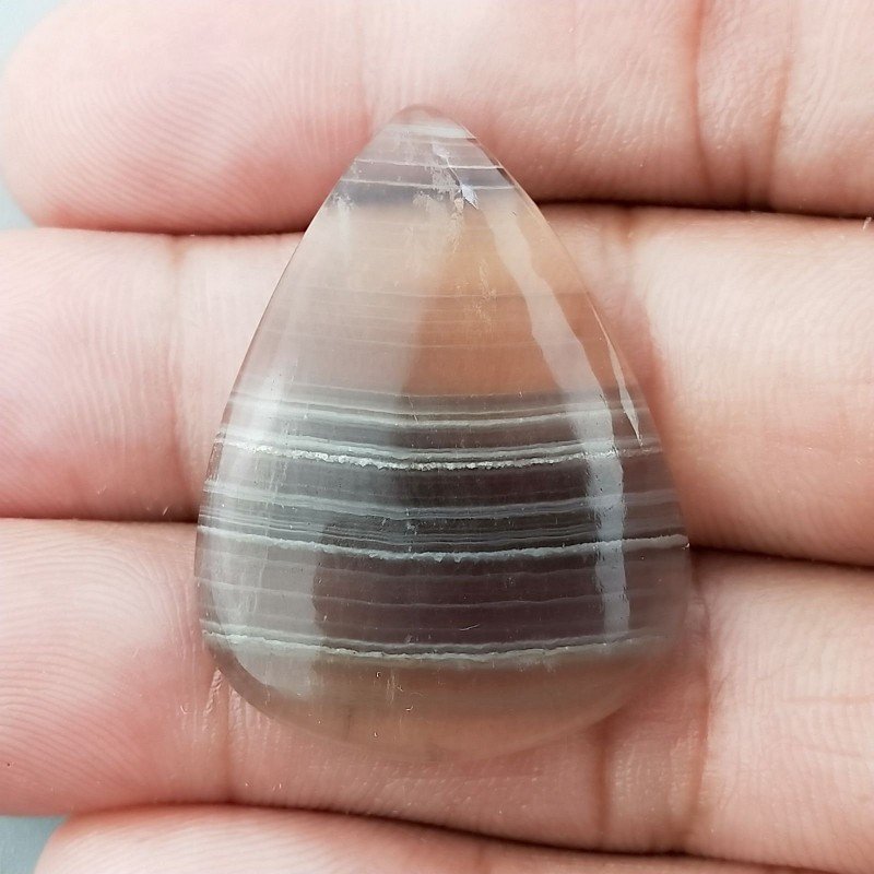 Fluorite Naturale Forma Goccia Piatto Cabochon Liscio Fatto a Mano 35X25X5mm 8,20gm 1pz