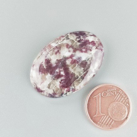 Cabochon di Lepidolite Naturale Ovale, Piatto e Liscio, 29x20 mm, 4,60 g, Fatto a Mano