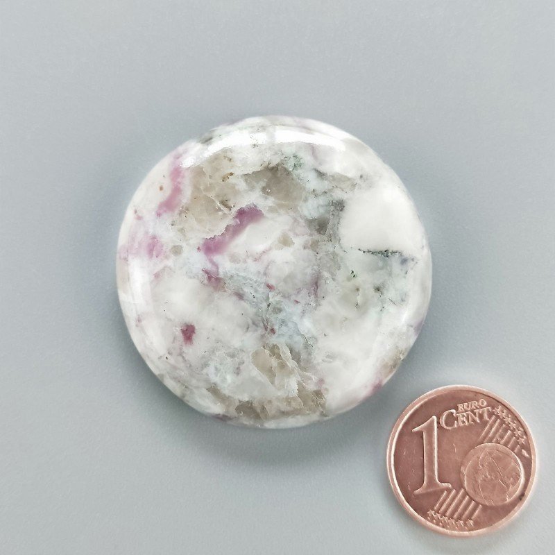 Cabochon di Lepidolite Naturale Tondo, Piatto e Liscio, 35x35x7 mm, 14,55 g, Fatto a Mano
