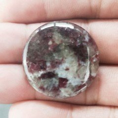 Lepidolite Naturale Forma Tondo Piatto Cabochon Liscio Fatto a Mano 29mm 7,55gm 1pz