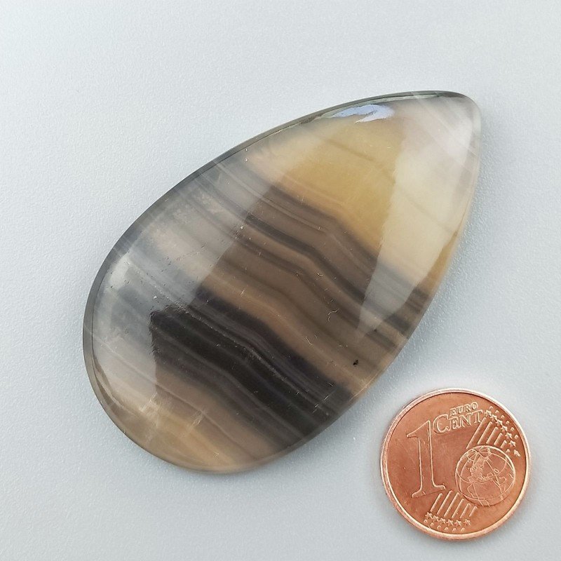 Fluorite Naturale Forma Goccia Piatto Cabochon Liscio Fatto a Mano 52X30X7mm 20,75gm 1pz
