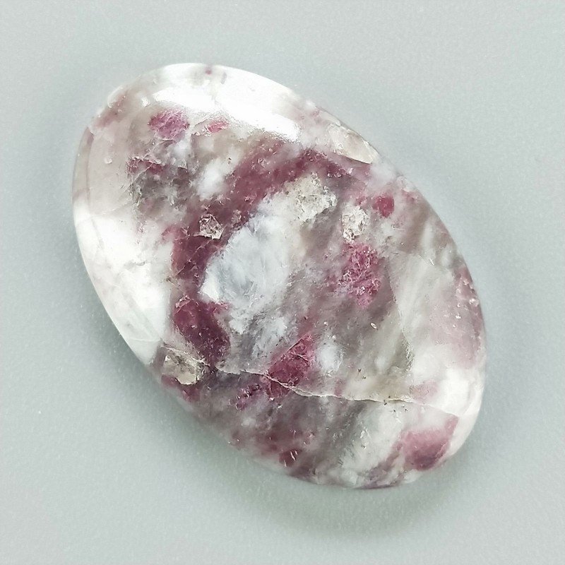 Lepidolite Naturale Forma Ovale Piatto Cabochon Liscio Fatto a Mano 30X19X5mm 5,20gm 1pz