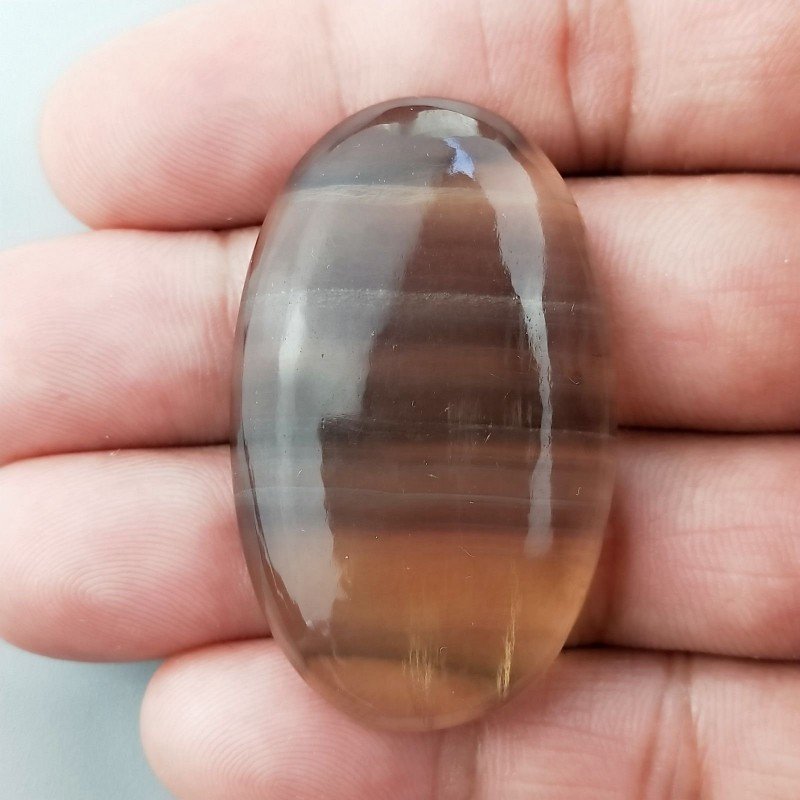 Fluorite Naturale Forma Ovale Piatto Cabochon Liscio Fatto a Mano 46X28mm 20,08gm 1pz