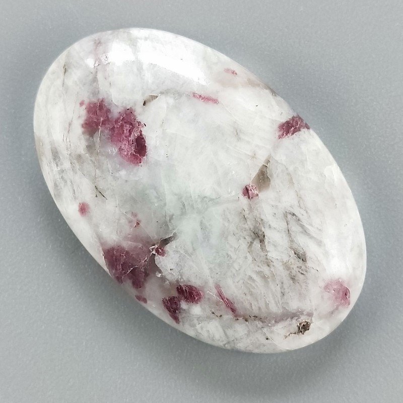 Lepidolite Naturale Forma Ovale Piatto Cabochon Liscio Fatto a Mano 32X21X6mm 7,05gm 1pz