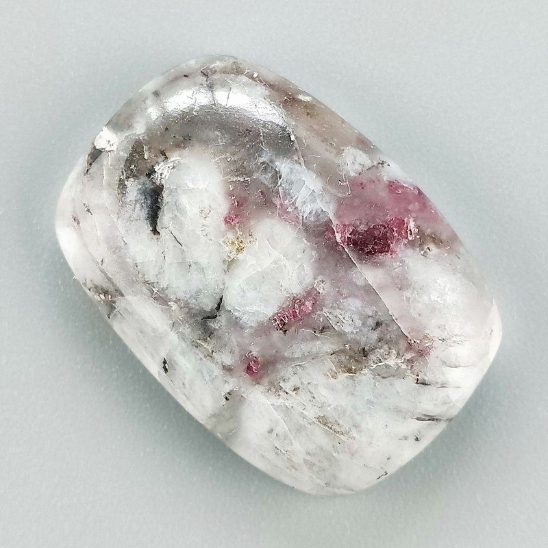 Lepidolite Naturale Forma Cuscino Piatto Cabochon Liscio Fatto a Mano 27X19X6mm 6,10gm 1pz
