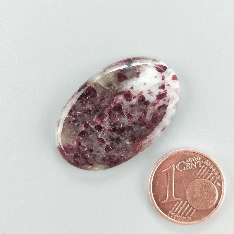 Cabochon di Lepidolite Naturale Ovale, Piatto e Liscio, 30x19 mm, 4,20 g, Fatto a Mano