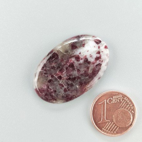 Cabochon di Lepidolite Naturale Ovale, Piatto e Liscio, 30x19 mm, 4,20 g, Fatto a Mano