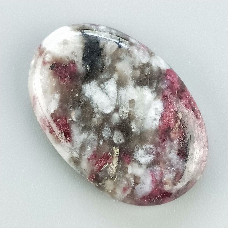 Lepidolite Naturale Forma Ovale Piatto Cabochon Liscio Fatto a Mano 31X21X6mm 6,40gm 1pz