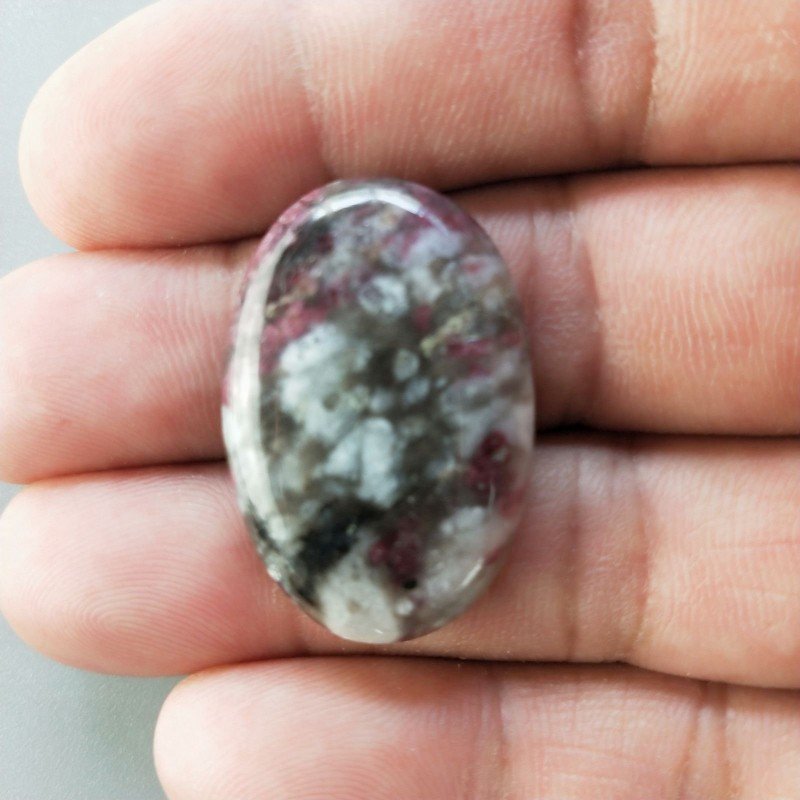 Lepidolite Naturale Forma Ovale Piatto Cabochon Liscio Fatto a Mano 31X21X6mm 6,40gm 1pz