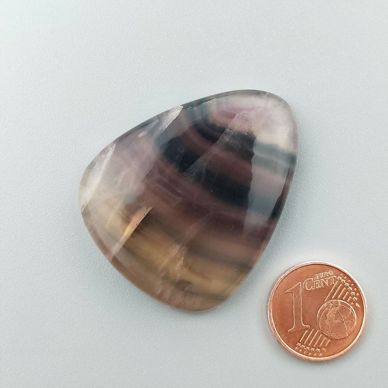 Fluorite Naturale Forma Goccia Piatto Cabochon Liscio Fatto a Mano 39X31mm 15,54gm 1pz