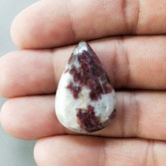 Cabochon di Lepidolite Naturale Goccia, Piatto e Liscio, 30x20x6 mm, 5,90 g, Fatto a Mano