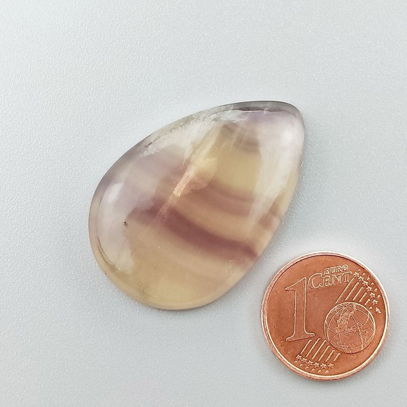 Fluorite Naturale Forma Goccia Piatto Cabochon Liscio Fatto a Mano 32X22X6mm 7,60gm 1pz