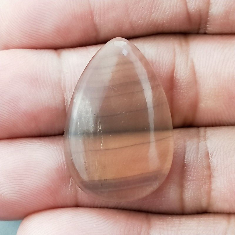 Fluorite Naturale Forma Goccia Piatto Cabochon Liscio Fatto a Mano 30X20X5mm 5,80gm 1pz