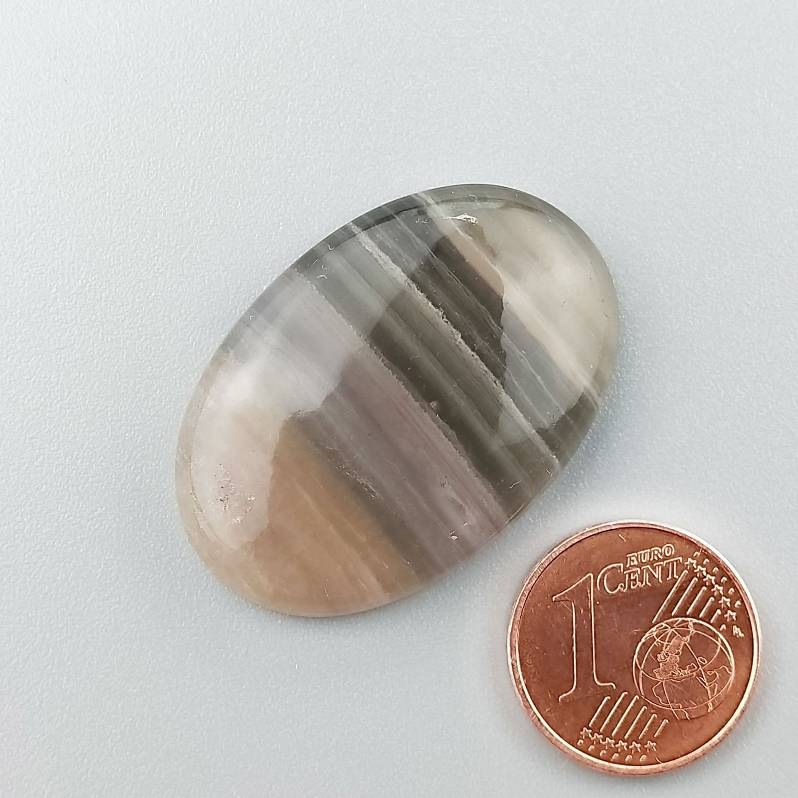 Fluorite Naturale Forma Ovale Piatto Cabochon Liscio Fatto a Mano 32X22mm 8,88gm 1pz