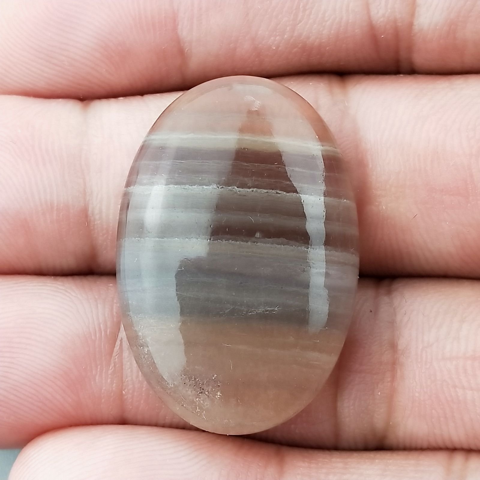 Fluorite Naturale Forma Ovale Piatto Cabochon Liscio Fatto a Mano 32X22mm 8,88gm 1pz