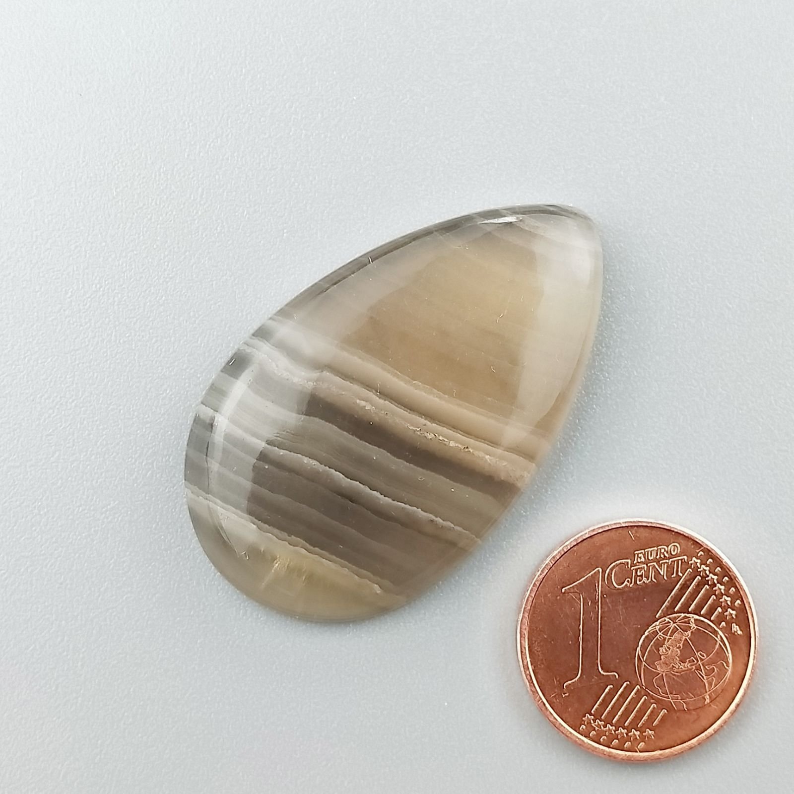 Fluorite Naturale Forma Goccia Piatto Cabochon Liscio Fatto a Mano 34X21mm 7,73gm 1pz