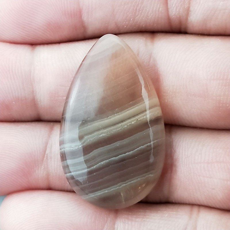Fluorite Naturale Forma Goccia Piatto Cabochon Liscio Fatto a Mano 34X21mm 7,73gm 1pz