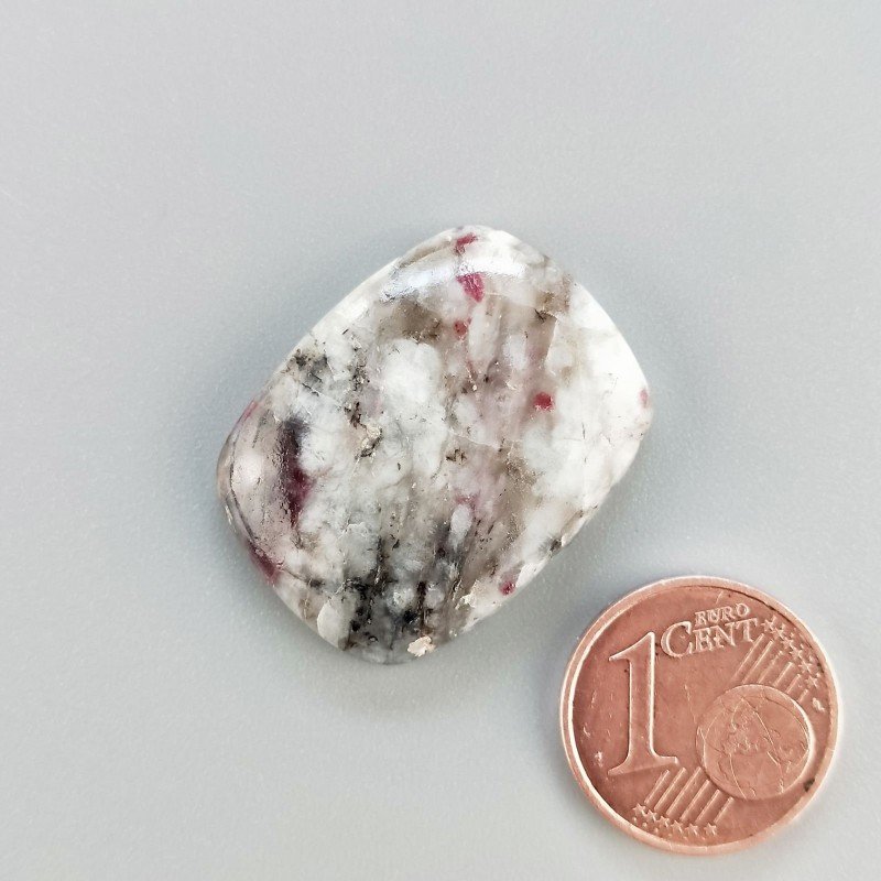 Lepidolite Naturale Forma Cuscino Piatto Cabochon Liscio Fatto a Mano 25X20X5mm 4,85gm 1pz