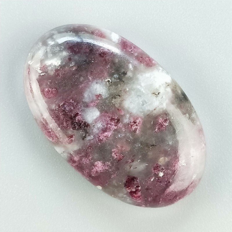 Lepidolite Naturale Forma Ovale Piatto Cabochon Liscio Fatto a Mano 34X21X7mm 9,45gm 1pz