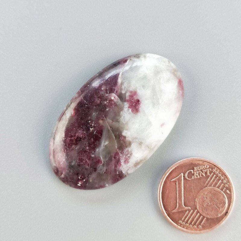 Cabochon di Lepidolite Naturale Ovale, Piatto e Liscio, 35x21x5 mm, 6,80 g, Fatto a Mano
