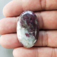 Cabochon di Lepidolite Naturale Ovale, Piatto e Liscio, 35x21x5 mm, 6,80 g, Fatto a Mano