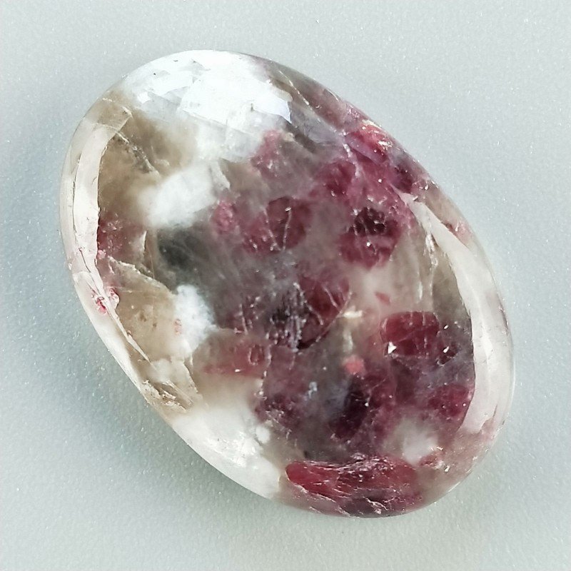 Lepidolite Naturale Forma Ovale Piatto Cabochon Liscio Fatto a Mano 27X19mm 6,17gm 1pz