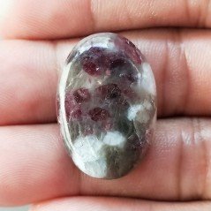 Lepidolite Naturale Forma Ovale  Piatto Cabochon Liscio Fatto a Mano 27X19mm 6,17gm 1pz