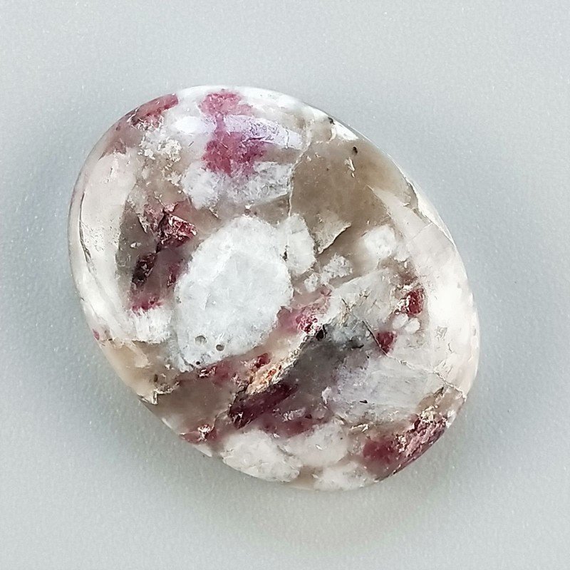 Lepidolite Naturale Forma Ovale Piatto Cabochon Liscio Fatto a Mano 26X20mm 5,50gm 1pz