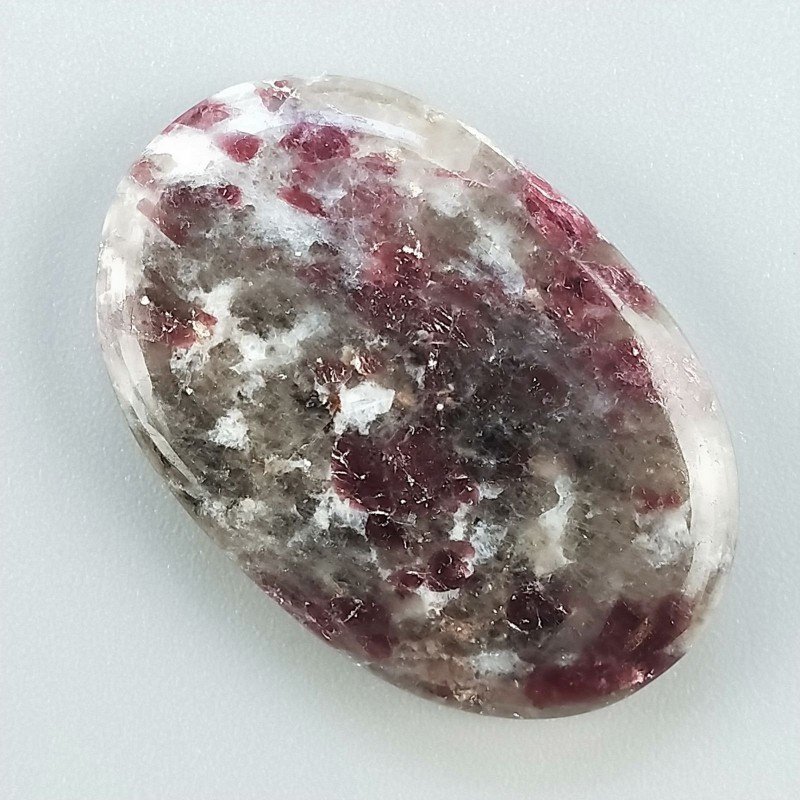Lepidolite Naturale Forma Ovale Piatto Cabochon Liscio Fatto a Mano 35X24X5mm 8,15gm 1pz