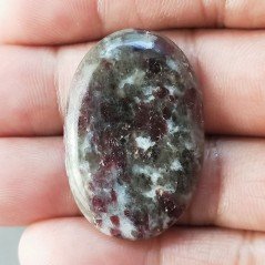 Cabochon di Lepidolite Naturale Ovale, Piatto e Liscio, 35x24x5 mm, 8,15 g, Fatto a Mano
