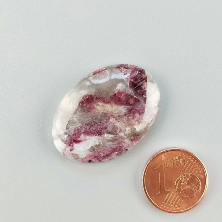 Cabochon di Lepidolite Naturale Ovale, Piatto e Liscio, 29x21 mm, 5,43 g, Fatto a Mano