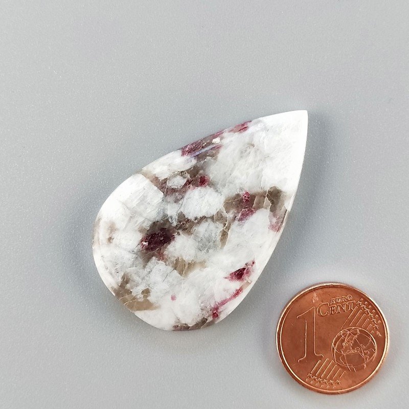 Cabochon di Lepidolite Naturale Goccia, Piatto e Liscio, 38x24x5 mm, 7,35 g, Fatto a Mano