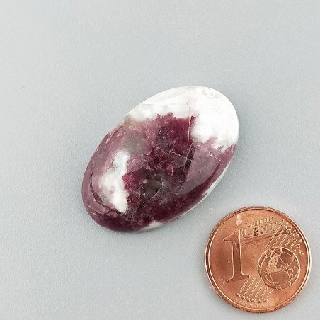 Cabochon di Lepidolite Naturale Ovale, Piatto e Liscio, 28x18 mm, 5,50 g, Fatto a Mano