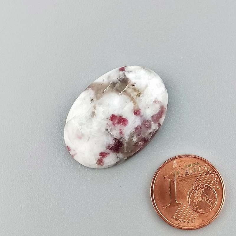 Cabochon di Lepidolite Naturale Ovale, Piatto e Liscio, 26x18x4 mm, 4,10 g, Fatto a Mano
