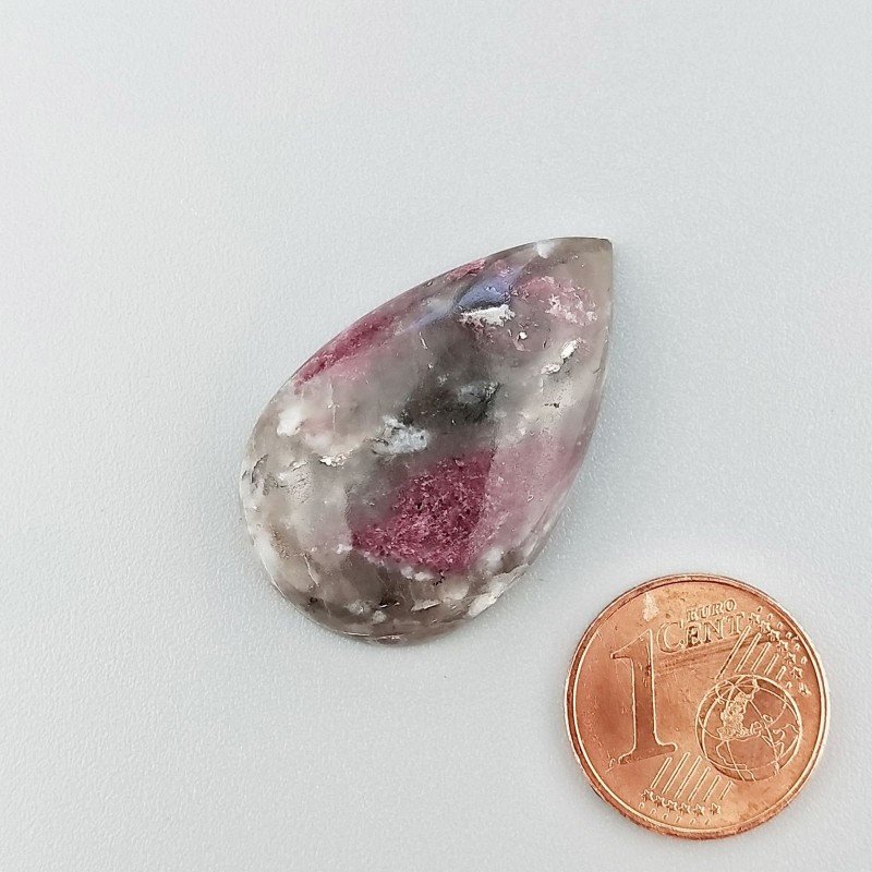 Cabochon di Lepidolite Naturale Goccia, Piatto e Liscio, 30x19x6 mm, 5,55 g, Fatto a Mano