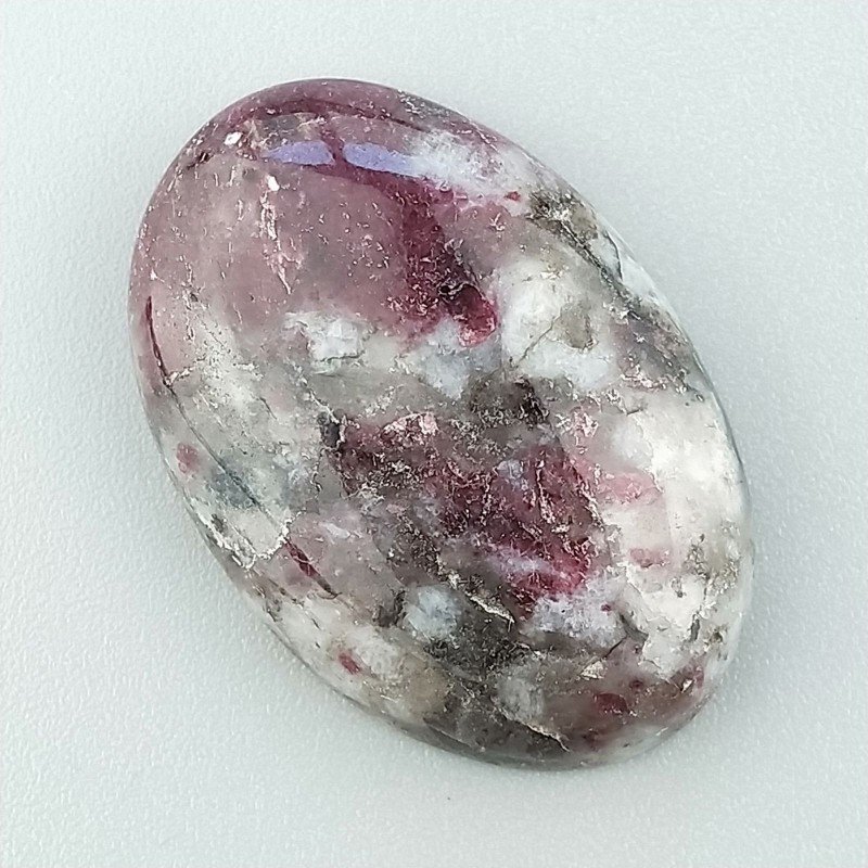 Lepidolite Naturale Forma Ovale Piatto Cabochon Liscio Fatto a Mano 32X21mm 8,17gm 1pz