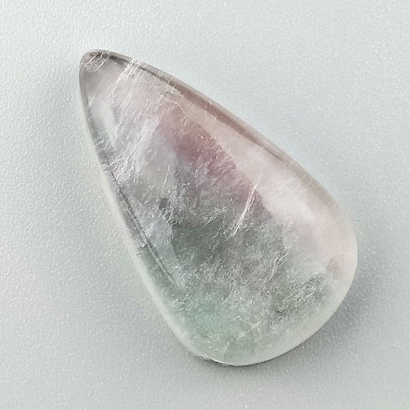 Fluorite Naturale Forma Goccia Piatto Cabochon Liscio Fatto a Mano 30X18X8mm 8,90gm 1pz