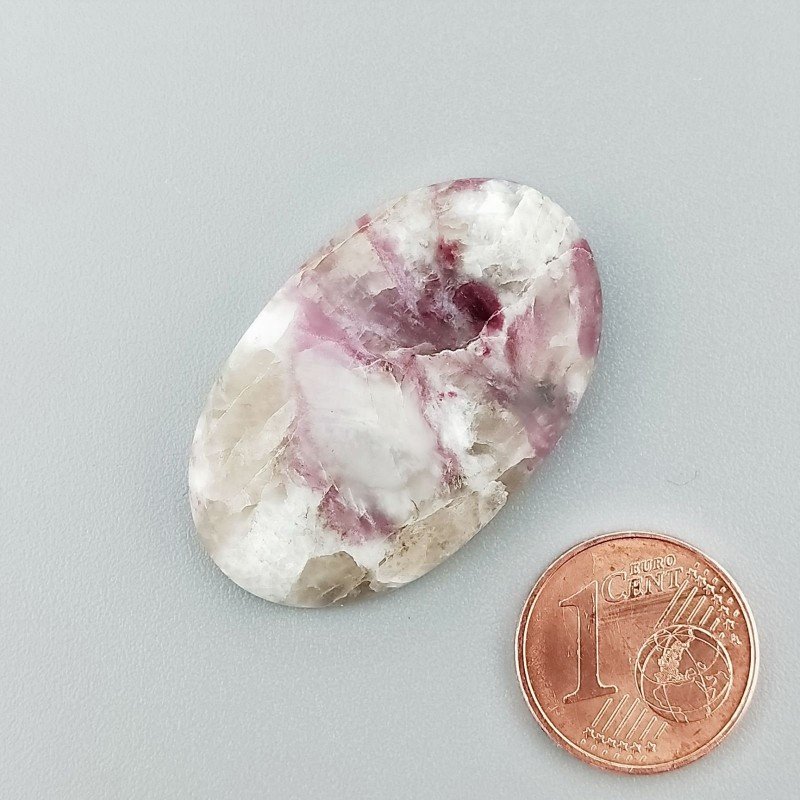 Cabochon di Lepidolite Naturale Ovale, Piatto e Liscio, 34x21x5 mm, 6,90 g, Fatto a Mano