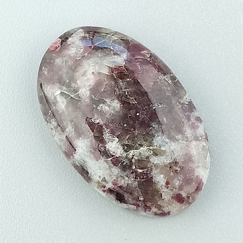 Lepidolite Naturale Forma Ovale Piatto Cabochon Liscio Fatto a Mano 27X17mm 4,70gm 1pz