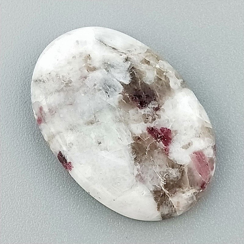Lepidolite Naturale Forma Ovale Piatto Cabochon Liscio Fatto a Mano 28X19X4mm 4,35gm 1pz