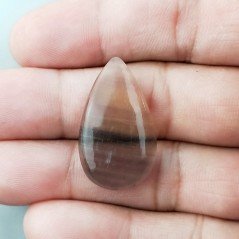Fluorite Naturale Forma Goccia Piatto Cabochon Liscio Fatto a Mano 30X17X5mm 5,40gm 1pz