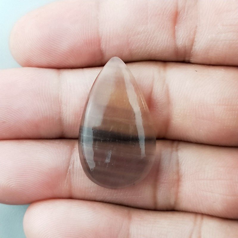 Fluorite Naturale Forma Goccia Piatto Cabochon Liscio Fatto a Mano 30X17X5mm 5,40gm 1pz