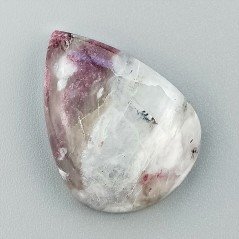 Cabochon di Lepidolite Naturale Goccia, Piatto e Liscio, 30x22x7 mm, 7,00 g, Fatto a Mano