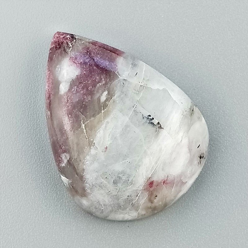 Lepidolite Naturale Forma Goccia Piatto Cabochon Liscio Fatto a Mano 30X22X7mm 7,00gm 1pz